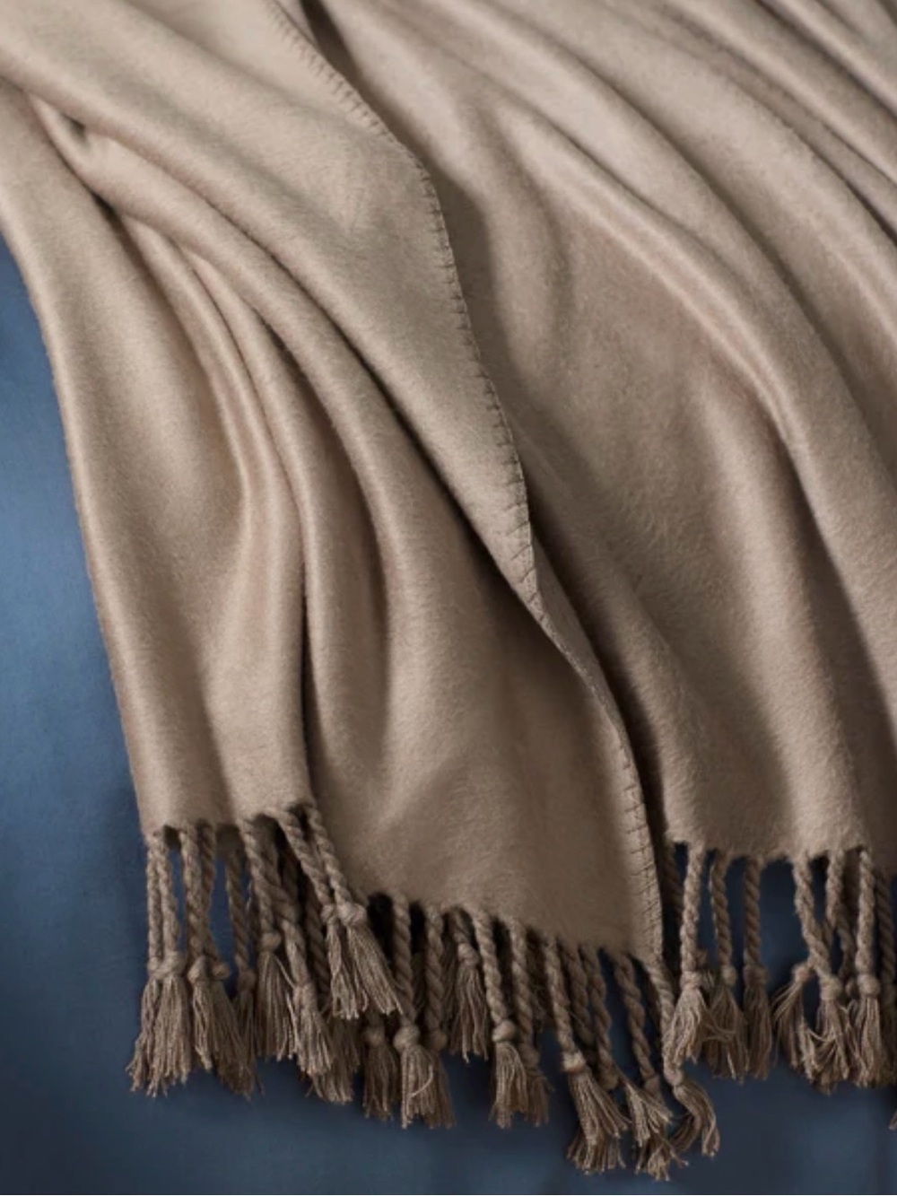 NWT Cozy Earth Bamboo Tassel Throw Blanket - Walnut Brown (50"x60")